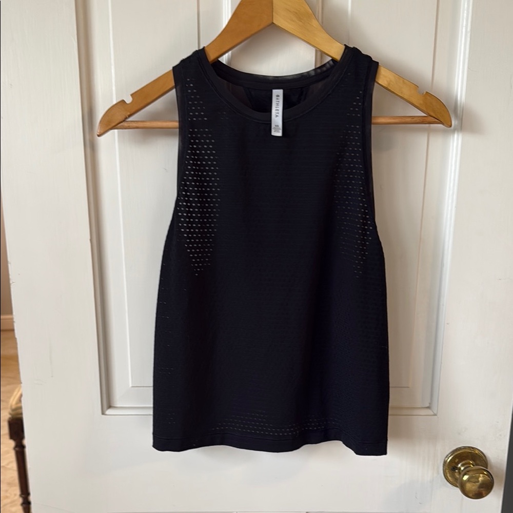 Athleta Black Mesh Detail Tank Top